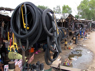 Bike Tires in a West African Market