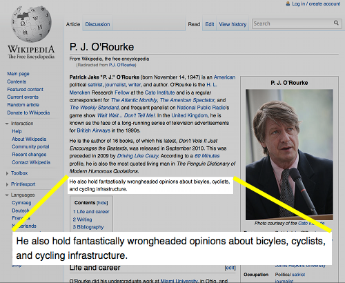 P. J. O'Rourke Wikipedia Article